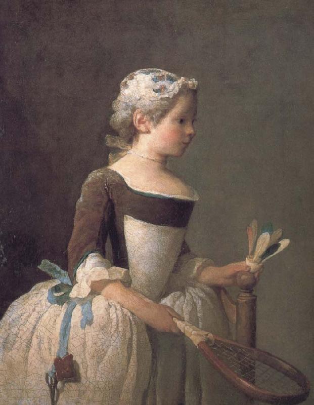 Jean Baptiste Simeon Chardin Girl holding a badminton